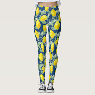 LEMON FRUITS IN COUNTRY BLUE LEGGINGS