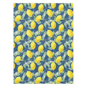 LEMON FRUITS IN COUNTRY BLUE TABLECLOTH