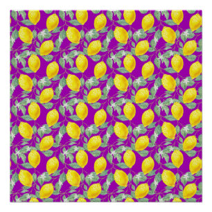 LEMON FRUITS IN PURPLE BACKGROUND POSTER