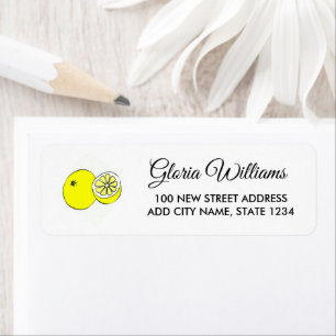 Lemon fruits on white return address label
