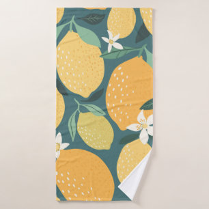 Lemon fruits seamless pattern bath towel
