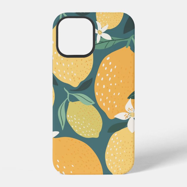 Lemon fruits seamless pattern iPhone case (Back)