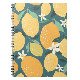 Lemon fruits seamless pattern notebook