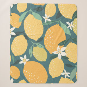 Lemon fruits seamless pattern sherpa blanket