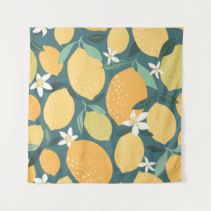 Lemon fruits seamless pattern tapestry