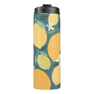 Lemon fruits seamless pattern thermal tumbler