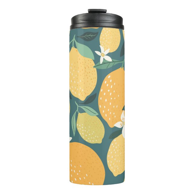 Lemon fruits seamless pattern thermal tumbler (Front)