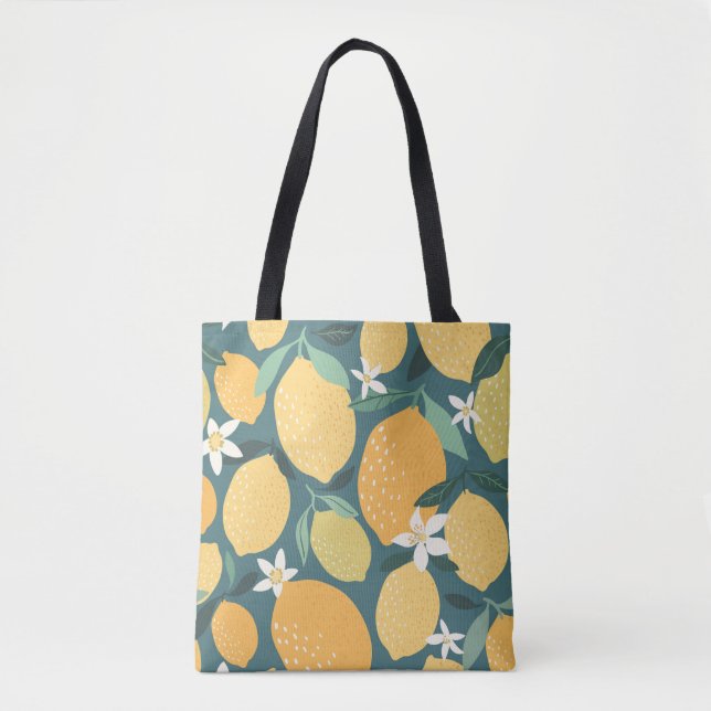 Lemon fruits seamless pattern tote bag (Front)