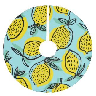 Lemon fruits: summer vintage pattern. brushed polyester tree skirt