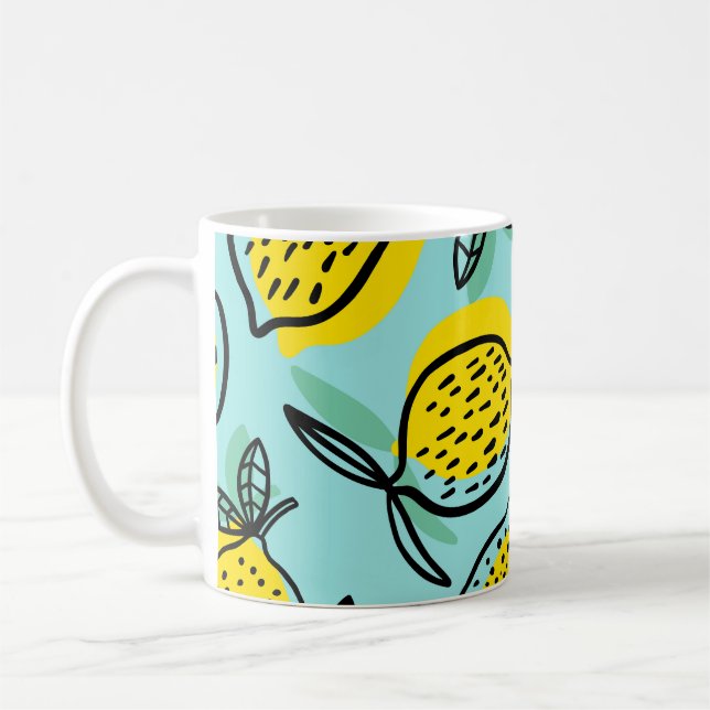 Lemon fruits: summer vintage pattern. coffee mug (Left)