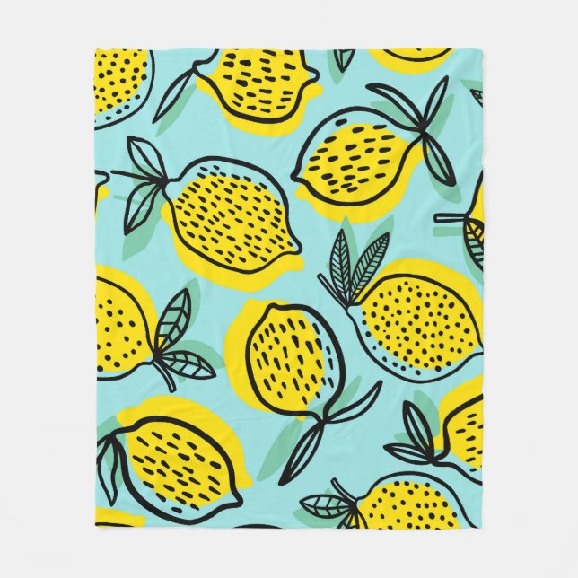 Lemon fruits: summer vintage pattern. fleece blanket (Front)