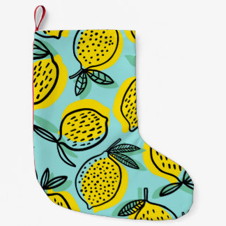 Lemon fruits: summer vintage pattern. small christmas stocking