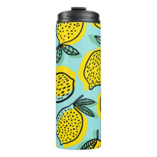 Lemon fruits: summer vintage pattern. thermal tumbler