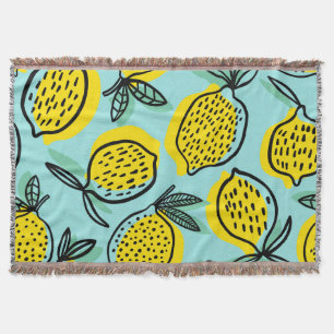 Lemon fruits: summer vintage pattern. throw blanket