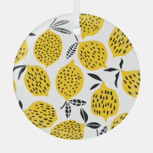 Lemon fruits: vintage seamless design. glass tree decoration