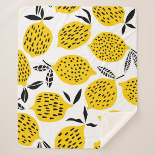 Lemon fruits: vintage seamless design. sherpa blanket