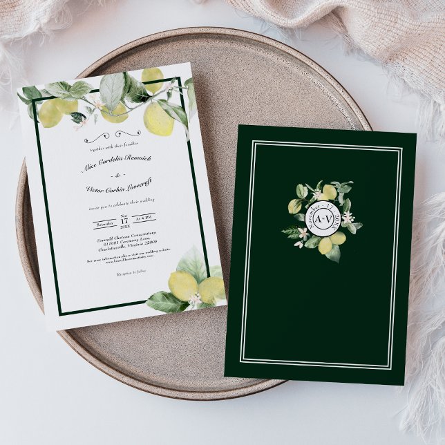 Lemon Garden Floral White Wedding Casual Invitation (Creator Uploaded)