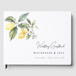 Lemon Garden Modern Watercolor Wedding Guest Book