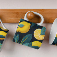 Lemon garden pattern. Yellow tropical citrus fruit