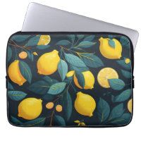Lemon garden pattern. Yellow tropical citrus fruit