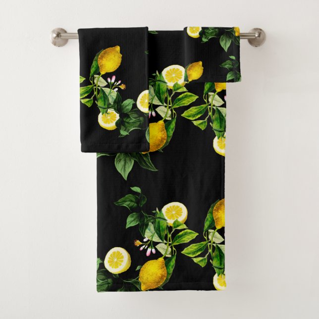 Lemon garden summer  pattern bath towel set (Insitu)