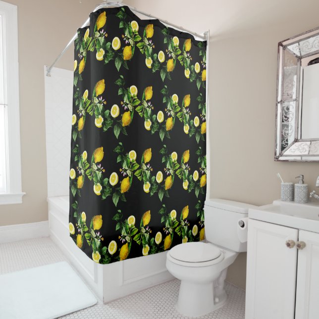 Lemon garden summer  pattern shower curtain (In Situ)