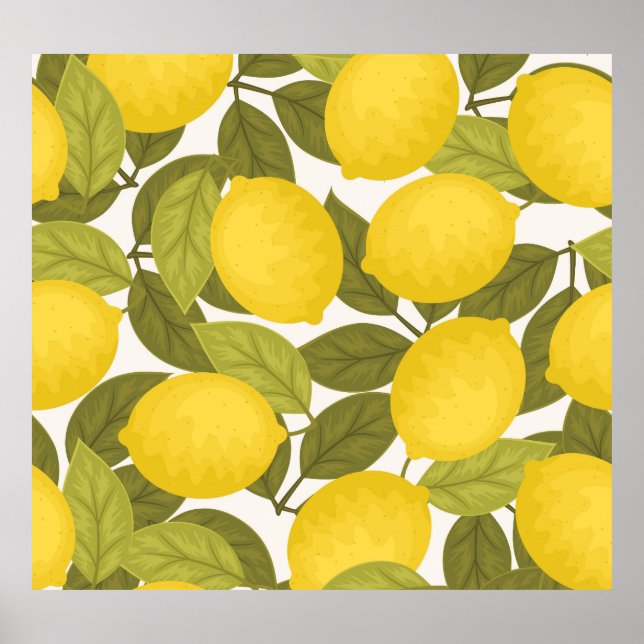 Lemon Garden: Vintage Endless Wallpaper Poster (Front)