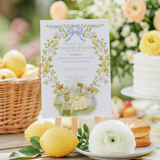 Lemon Garden with Mice Birthday Invitation (Creator Uploaded)