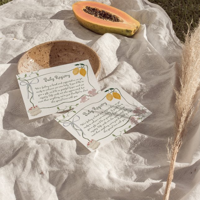 Lemon Gender Neutral Baby Shower Gift Registry Enclosure Card (Italian Lemon Gender Neutral Baby Gift Registry Invite Enclosure)
