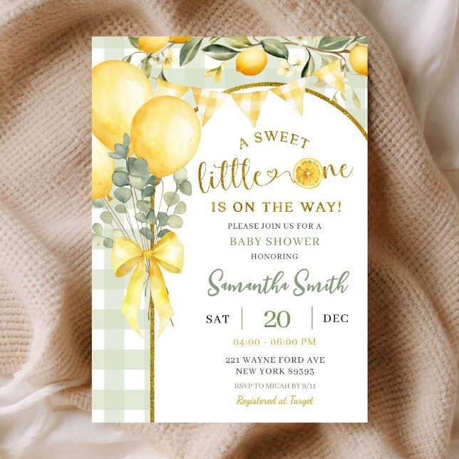 Lemon Gingham baby shower invitation (Creator Uploaded)