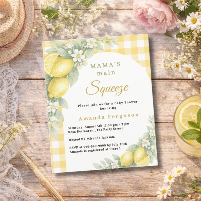 Lemon gingham main squeeze Baby Shower invitation (Creator Uploaded)