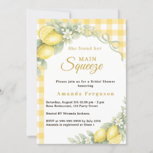 Lemon gingham main squeeze bow Bridal Shower Invitation