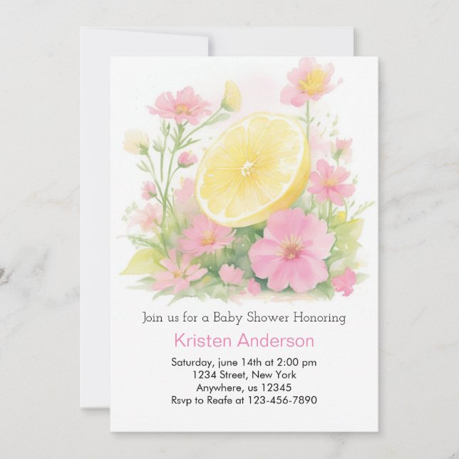 Lemon Girl Baby Shower Invitation (Front)