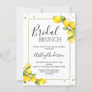 Lemon Gold Frame Bridal Brunch Bridal Shower Invitation