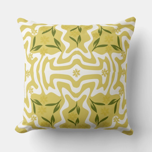 Lemon Green and White Pattern Cushion (Front)