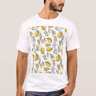 Lemon, green branches: abstract pattern. T-Shirt