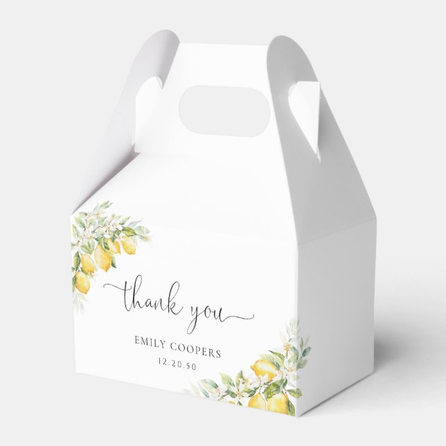 Lemon Green Citrus Baby Shower Favour Box (Front Side)