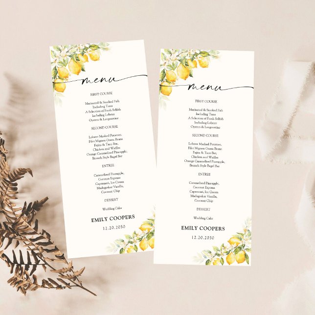 Lemon Green Citrus Baby Shower Menu (Creator Uploaded)