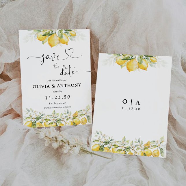 Lemon Green Citrus Save The Date Card (Creator Uploaded)