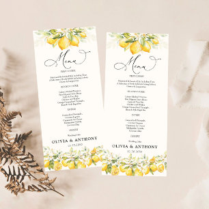 Lemon Green Citrus Wedding Ceremony Menu