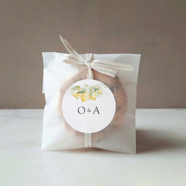 Lemon Green Citrus Wedding Classic Round Sticker (Creator Uploaded)