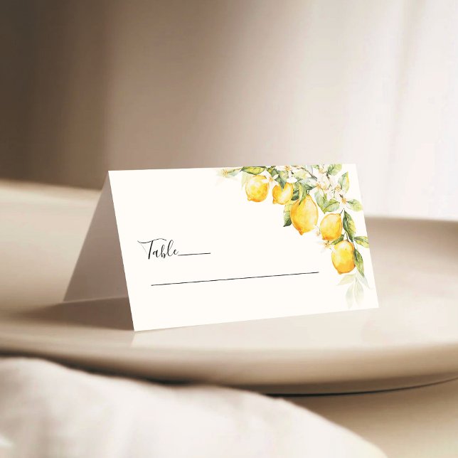 Lemon Green Citrus Wedding Folded Place Cards (Creator Uploaded)