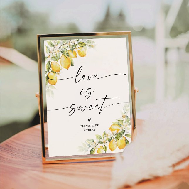 Lemon Green Citrus Wedding Love Is Sweet Sign (Creator Uploaded)