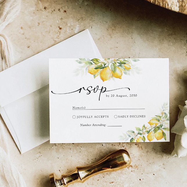 Lemon Green Citrus Wedding RSVP Card (Creator Uploaded)