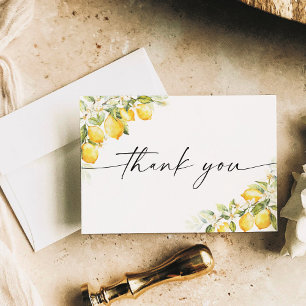 Lemon Green Citrus Wedding Thank You Card