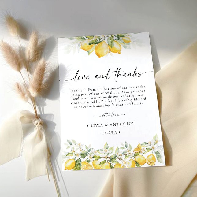 Lemon Green Citrus Wedding Thank You Cards (Creator Uploaded)