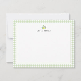 Lemon Green Gingham Border Personalised Card