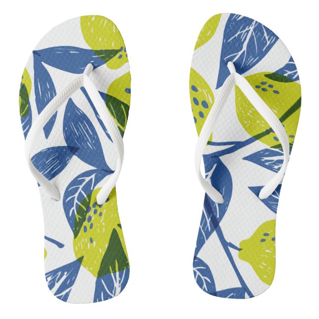 Lemon Green Pattern Thongs (Footbed)