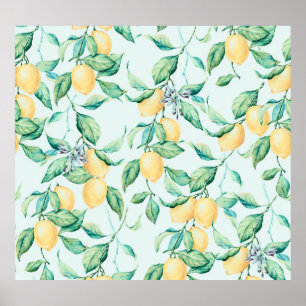 Lemon Green Watercolor: Seamless Romance Poster