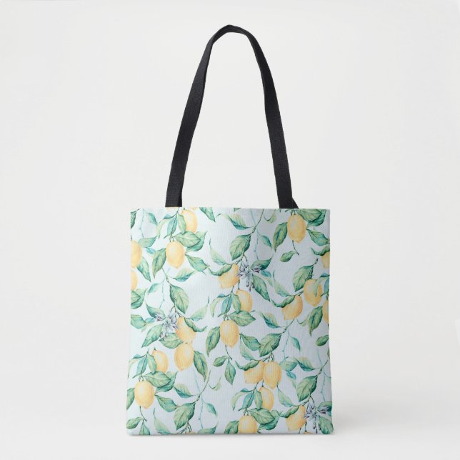 Lemon Green Watercolor: Seamless Romance Tote Bag (Front)